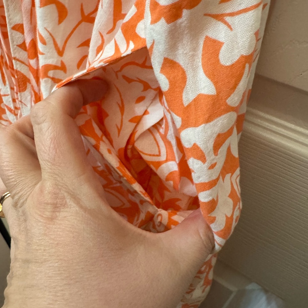 Fab’rik Cotton Blend Bohemian Maxi Rope Halter Tank Flowy Orange Cream Floral - Picture 4 of 8